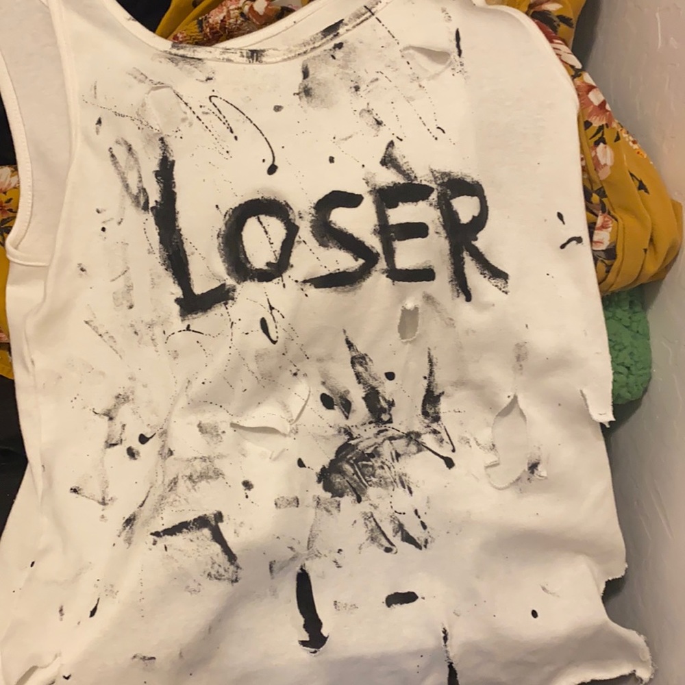 ‼️‼️HANDMADE WHITE TANK TOP LOSER‼️‼️